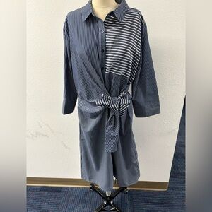 Mlle Gabrielle Navy and White Striped Dress